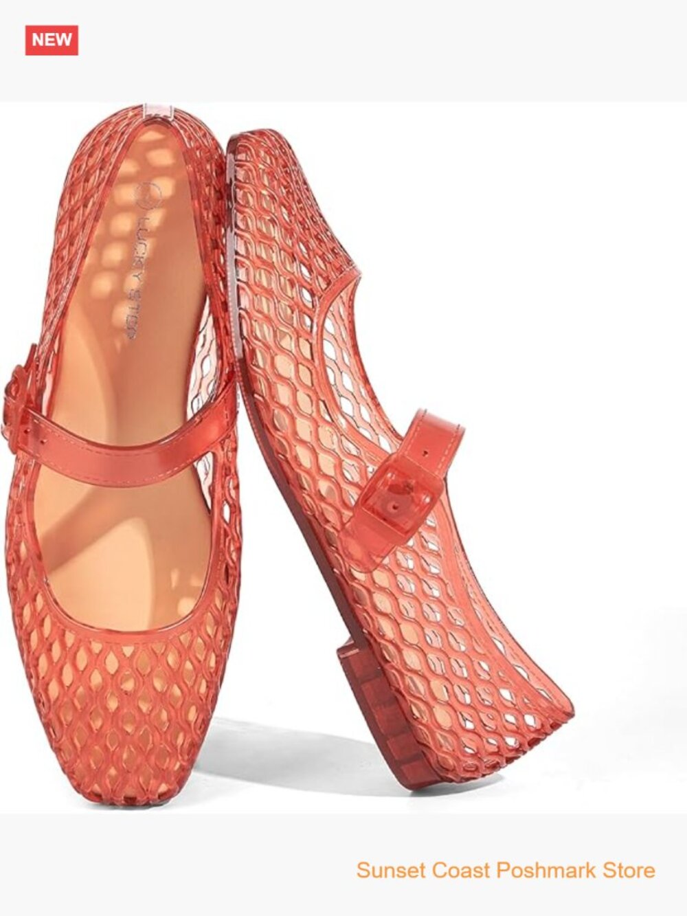 Women's Jelly Ballet Flats Buckle Strap Comfort Casual Mary Jane Flat